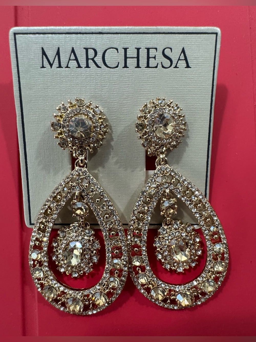 Marchesa Pave Crystal Filigree
Teardrop Earrings